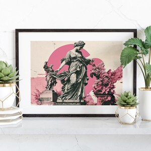 Pink Greek Goddess Wall Art Print, Preppy Art Print, Goddess Art Print, Feminine Wall Art, Gallery Wall Art, Trendy Art Print, Apartment Art