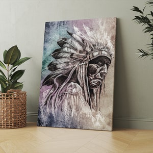 Native americans print | Canvas print wall art, Native americans canvas, Native art print, Native americans art, Chief print, native print