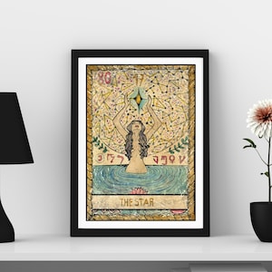 Art mural carte de tarot étoile, tirages d'art cartes de tarot, impression d'art étoile soleil lune, art appartement fille, impression d'art mural bohème, impression d'art mural preppy