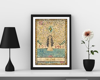 The Star Tarot Card Wall Art, Tarot Card Art Prints, Sun Moon Star Art Print, Girl Apartment Art, Boho Wall Art Print, Preppy Wall Art Print