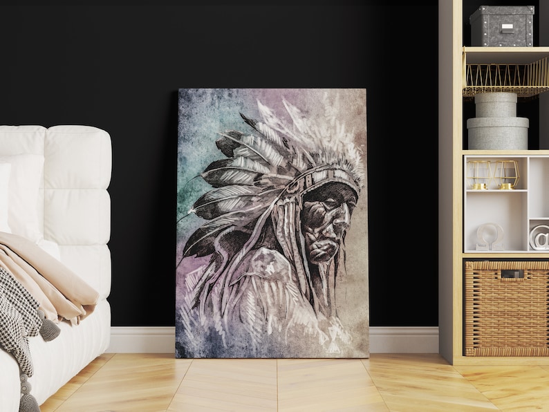 Native americans print | Canvas print wall art, Native americans canvas, Native art print, Native americans art, Chief print, native print