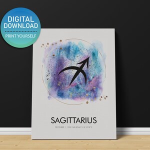 Personalisierte Sternzeichen Schütze DIGITAL DOWNLOAD Print, Sternzeichen Art Printable, Astrology Sign Poster, Custom Sternzeichen Wandkunst