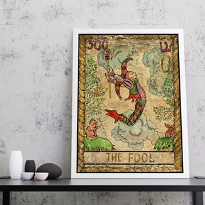 La carte de tarot du fou | Impression d'art mural en toile, carte de tarot le fou, impression de carte de tarot, impression de tarot, art mural de carte de tarot, impression d'art de carte de tarot