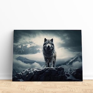 Lone Wolf Canvas Art Print, Wolf Wall Art, Wolf Art Landscape, Wolf Painting, Wolf Canvas Print, Wildlife Canvas Art, Wolf Art Print for Men