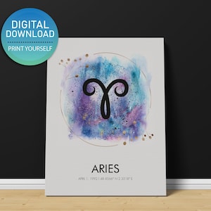 WIDDER Sternzeichen Print DIGITAL DOWNLOAD | Sternzeichen Printable, Widder Poster, Widder Druck, Widder Wandkunst, Widder Sternzeichen Poster, Widder Wand Druck