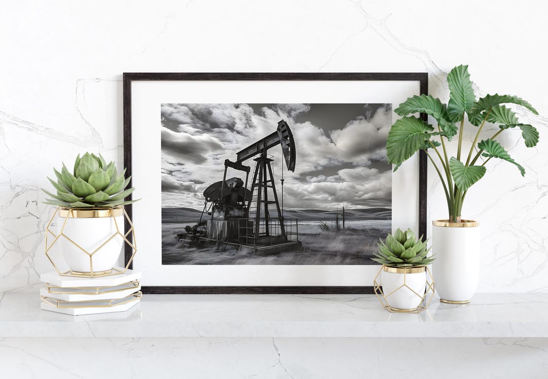 Oil and Gas Art Print, Drilling Rig Art Print, Oil Pump Jack, Oil Rig ...