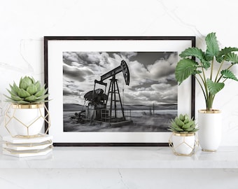 Oil and Gas Art Print, Drilling Rig Art Print, Oil Pump Jack, Oil Rig Wall Art, Oil and Gas Office Art, Oilfield Art, Oil Derrick Art Print