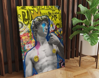 Graffiti David Statue Canvas Print | Graffiti Art Print, Urban street art, Pop art statue wall art, Punk wall art, Greek Art Print Canvas