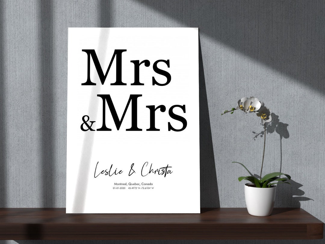 Mrs & Mrs Wall Art Prints Wedding Guest Book Alternative Etsy