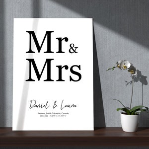 Mr & Mrs Wall Art Prints | Wedding Guest Book Alternative | Personalized Wedding Gift | Unique wedding guest book alternative | Wedding sign