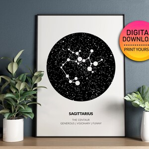 BOOGSCHUTTER Star Sign Instant Download Print, Zodiac Art Printable, Spiritual Wall Art, Astrologie Sign Poster, DIGITALE DOWNLOAD