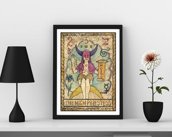 The High Priestess Tarot Card Wall Art, Witchy Art Print and Gifts, Tarot Card Art Prints, Boho Art Print, Astrology Art Prints, Arcana Art