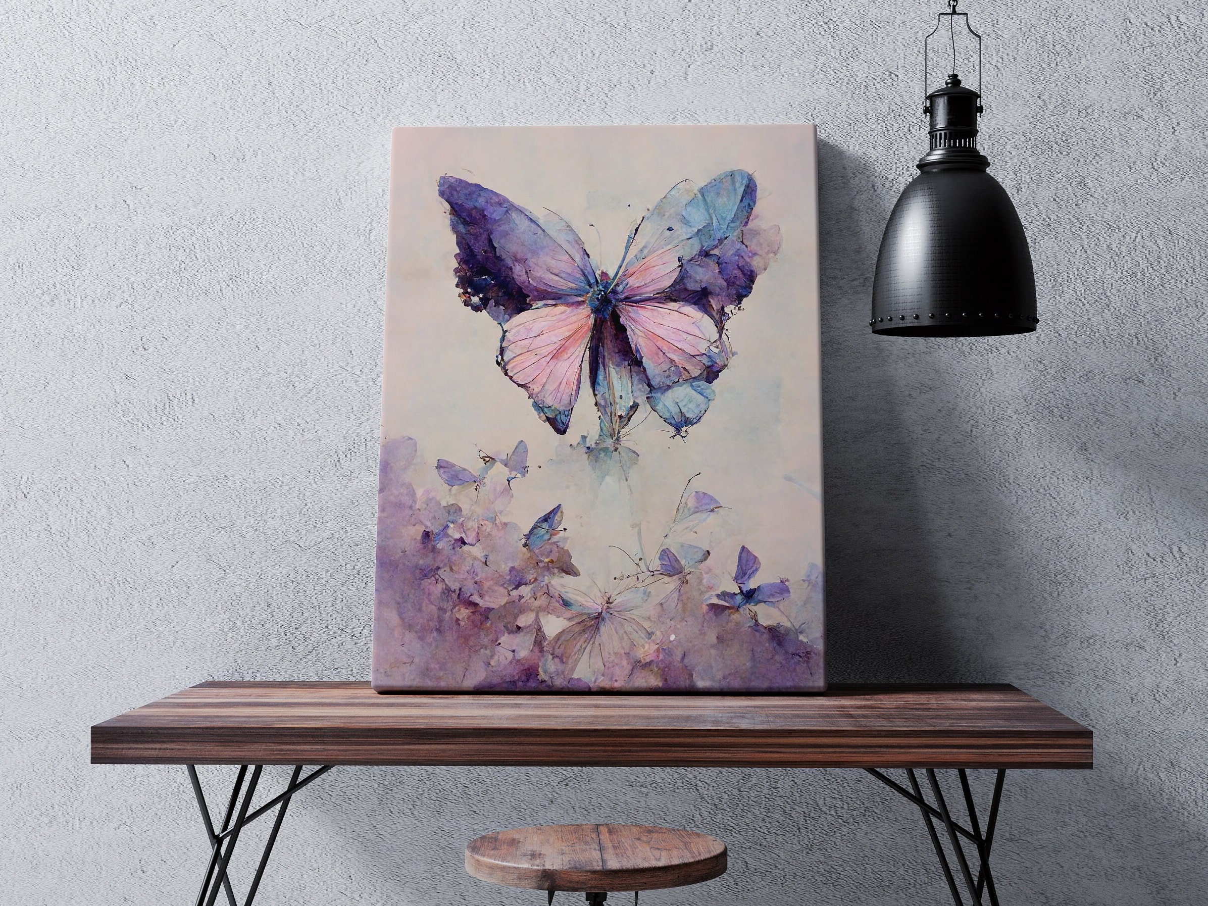 Purple Butterfly Canvas Wall Art Butterfly Print Butterfly Etsy Canada