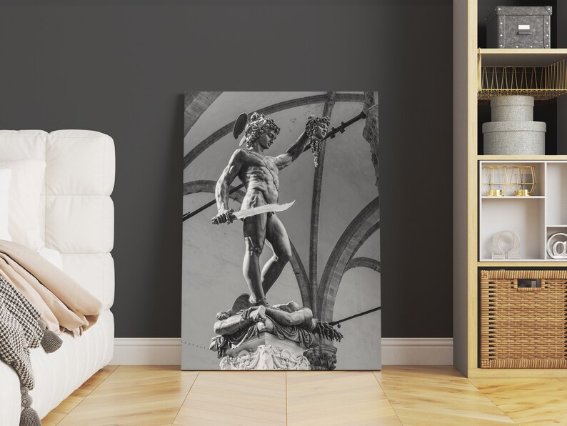 Perseus Canvas Print | Perseus and Medusa Art Print, Greek Statue Print, Greek Print, Greek Mythology Art, Perseus Medusa Print, Greek Art