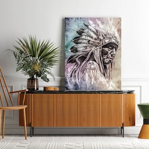 Native americans print | Canvas print wall art, Native americans canvas, Native art print, Native americans art, Chief print, native print