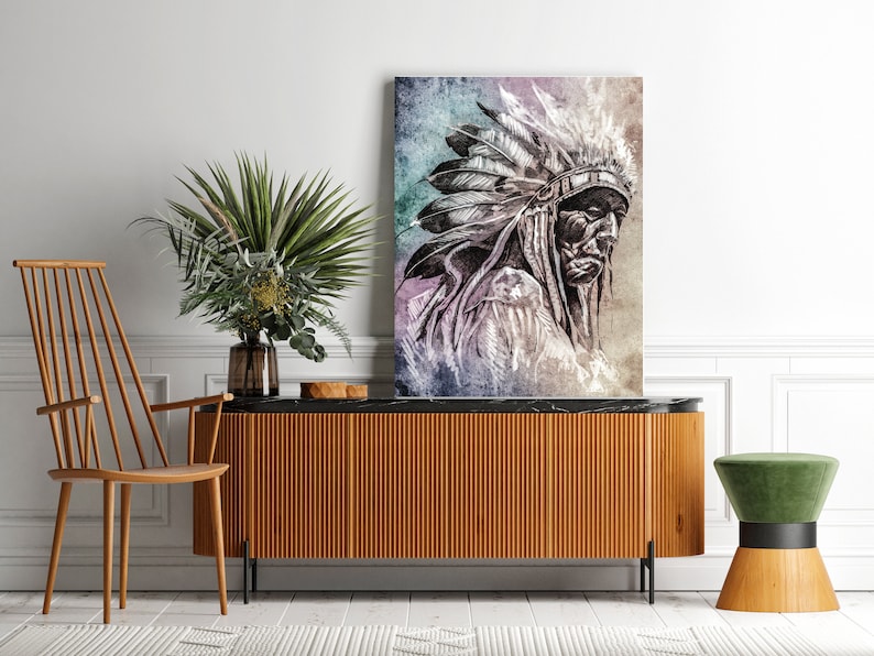 Native americans print | Canvas print wall art, Native americans canvas, Native art print, Native americans art, Chief print, native print