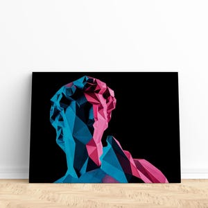 Neon Canvas Print of David Statue | Urban Wall Art, Modern Canvas Art, Living Room Wall Art, Greek Art, Apartment Wall Art, Neon Wall Art