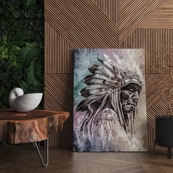 Native americans print | Canvas print wall art, Native americans canvas, Native art print, Native americans art, Chief print, native print