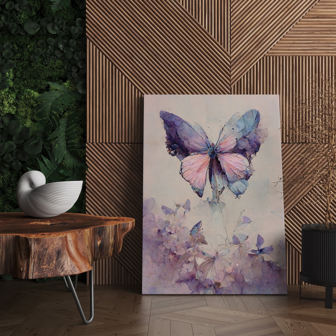 Purple Butterfly Canvas Wall Art, Butterfly Print, Butterfly Canvas, Butterfly Art Print