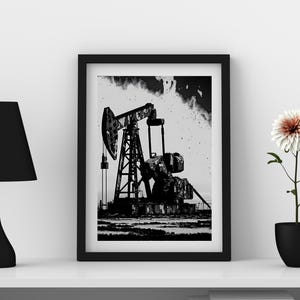 Oil Rig Art Print for Office, Oilfield Gifts, Oil Field Worker Gift, Oilfield Roughneck Art, Petroleum Industry Art, Pump Jack Art Print