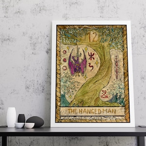 Hanged Man Tarot Card Canvas Art | Tarot Print, Tarot Card Print, Tarot Card Art, Hanged Man Tarot Card Wall Print, Tarot Card Wall Art