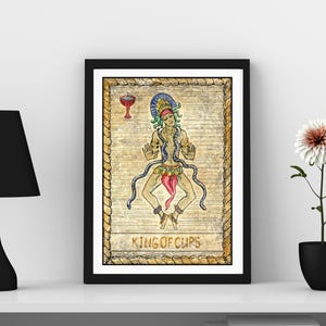 King of Cups Tarot Card Wall Art Print, Tarot Card Art Prints, Occult Art Print, Witchy Wall Art Prints, New Age Wall Art, Gift for Witches