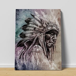 Native americans print | Canvas print wall art, Native americans canvas, Native art print, Native americans art, Chief print, native print