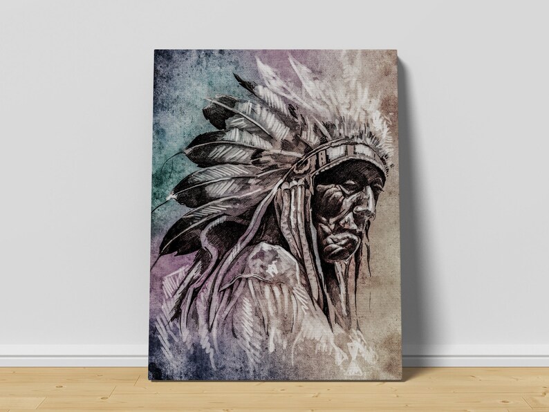 Native americans print | Canvas print wall art, Native americans canvas, Native art print, Native americans art, Chief print, native print