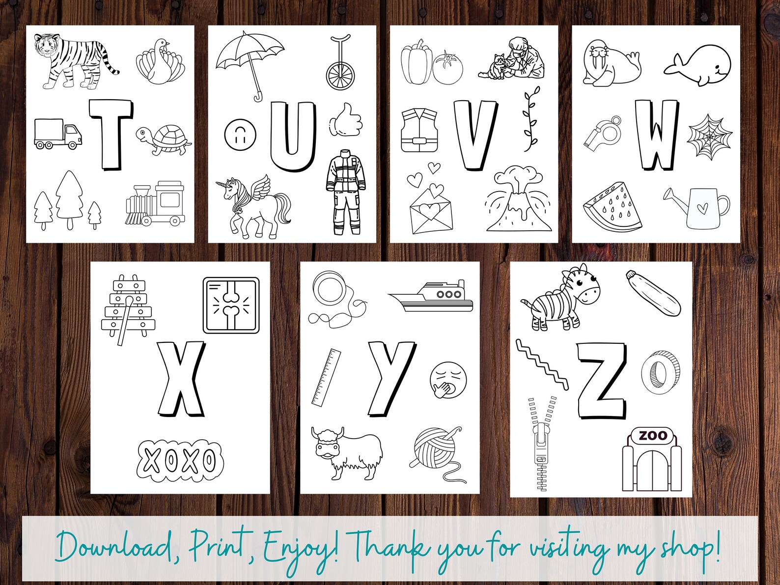 Printable Alphabet Coloring Sheets - Etsy