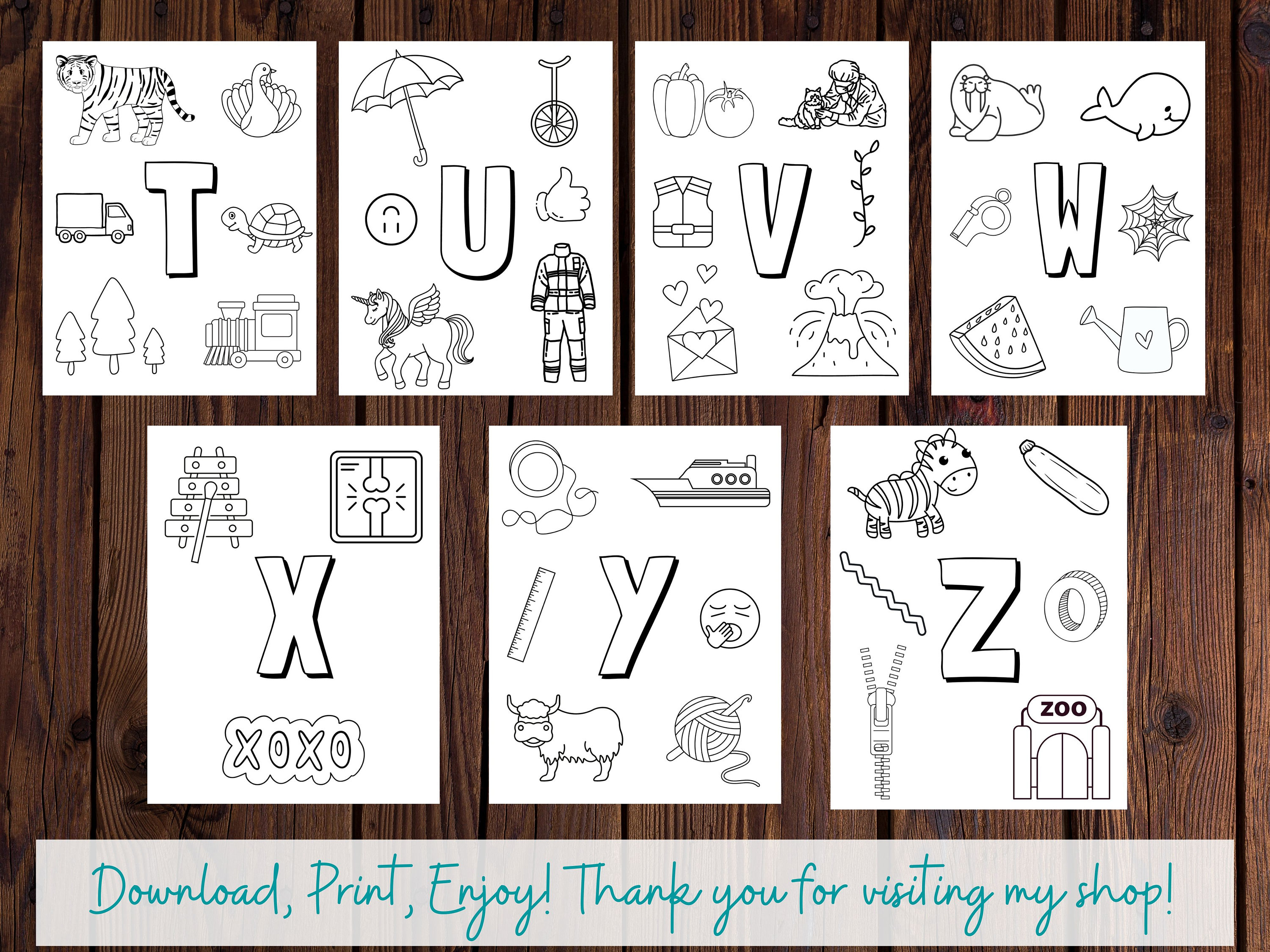 Printable Alphabet Coloring Sheets - Etsy
