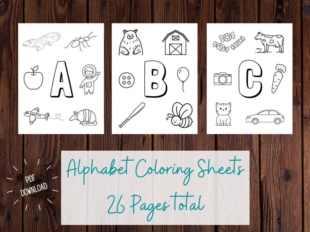 Printable Alphabet Coloring Sheets - Etsy