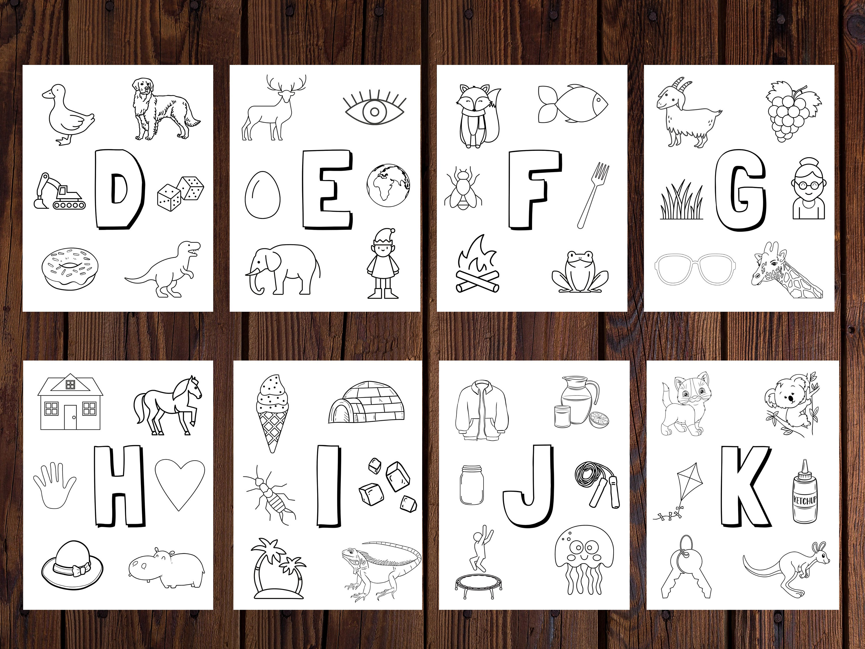 Printable Alphabet Coloring Sheets - Etsy