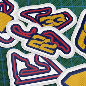 Red Bull Racing F1 Sticker Pack - Max Verstappen & Yuki Tsunoda - 8‑Decal Set 1, 33, 22 Red Bull Vinyl