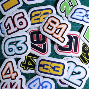 F1 Full Grid Driver Number Sticker Pack - All 20 (+1) - Decals - Formula 1 Fan Gift, Full Set