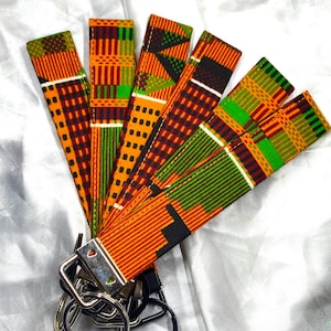 Afrikanischer Stoff Schlüsselbund, Kente Stoff, Kente Armband, Schlüsselanhänger, handgefertigtes Schlüsselband, juni Zubehö, afrikanisches Zubehör, Armband