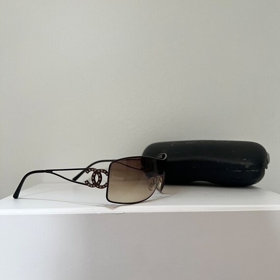 Chanel 2000s White Rectangle Ombre Lens Sunglasses · INTO