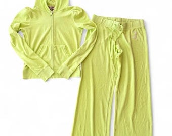 Y2K Neon Green Juicy Couture Velour Tracksuit - Size S/M