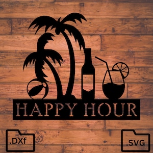 Happy Hour teken .dxf, .svg, .jpg, png-bestand digitale download (persoonlijk en commercieel gebruik)