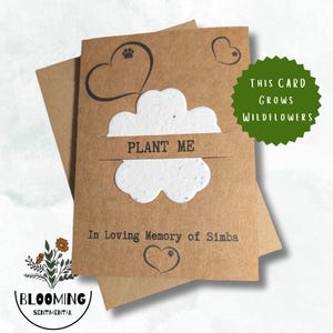 Personalised Seed Paper Pet Bereavement Card. A6 Pet Loss Sympathy Card With Envelope. Plantable UK Wildflowers. Loving Memory Cat Dog Loss Flower