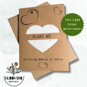 Personalised Seed Paper Pet Bereavement Card. A6 Pet Loss Sympathy Card With Envelope. Plantable UK Wildflowers. Loving Memory Cat Dog Loss Heart