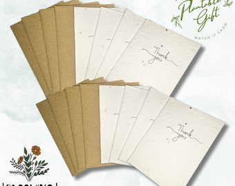 Pack of 8 Seed Paper A7 Thank You Cards. Plantable Eco Friendly Thank You Cards with Envelopes. Wildflower Seeded Card. Thank You Notelets