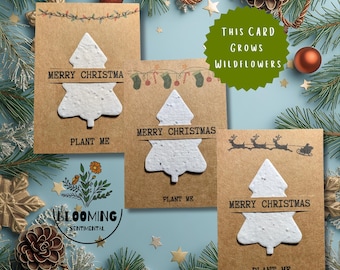 Seed Paper Christmas Card Inserts. A7 Christmas Gift Favours. Seed Paper Christmas Tree Plantable Cards With Wildflower Seeds. A7 Kraft Card