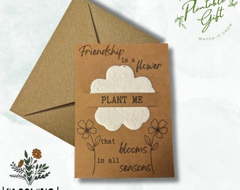 Seed Paper Friendship Card. Plantable Flower on Eco Friendly Kraft Card For a Friend. A6 or A7. UK Wildflower Seeds. Send a Smile. Seed Card
