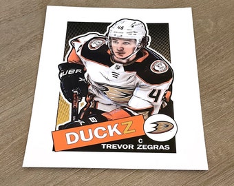 Trevor Zegras Hockey Paper Poster Ducks 2 - Trevor Zegras
