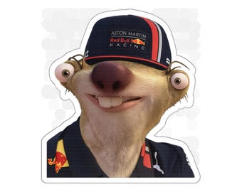 Max Verstappen als Sid the Sloth gestanste sticker voor waterflessen - cadeau F1 Red Bull-fan