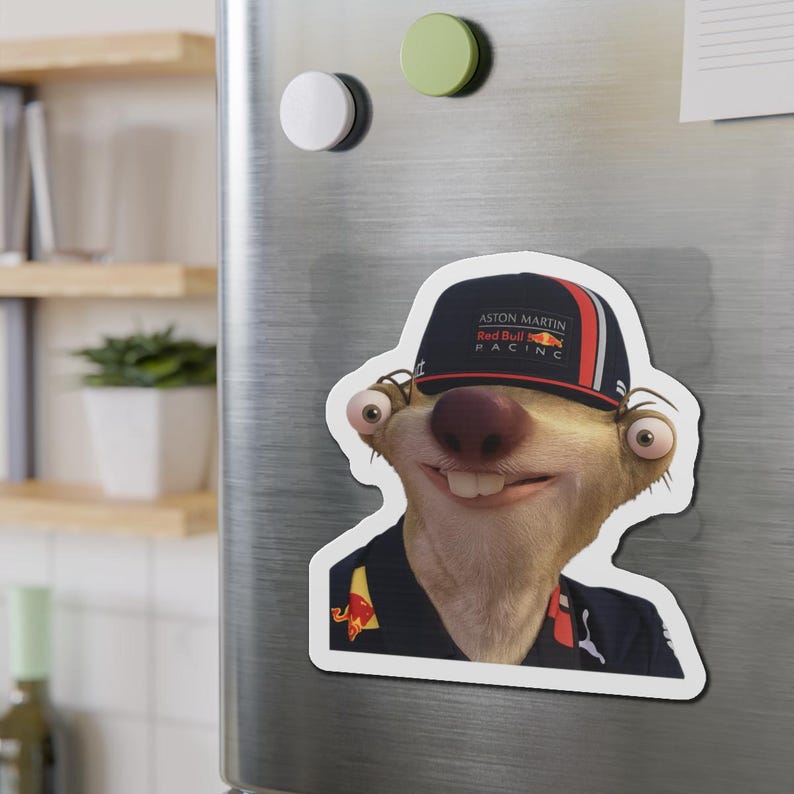 Max Verstappen Die-cut Magnet - Sid the Sloth Meme, F1 Racing, Red Bull ...