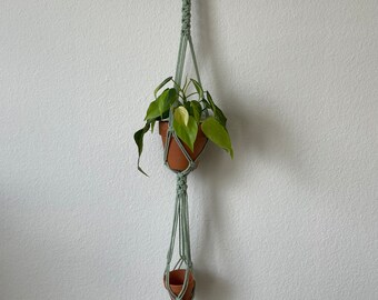 Two Tiered Macrame Plant Hanger, Plant Lover Gift, Modern Plant Macrame, Long Macrame Plant Holder, Houseplant Accessories
