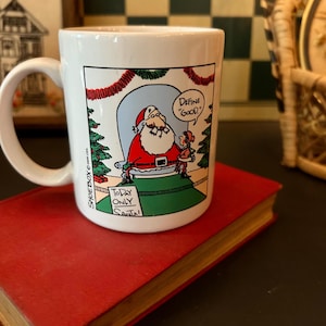 Vintage 1980s Hallmark Christmas Coffee Mug: Shoebox Santa