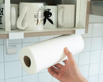 Kitchen roll holder for clamping onto kitchen cabinets without drilling (for 16 mm wooden boards; if different, please specify when personalizing)
