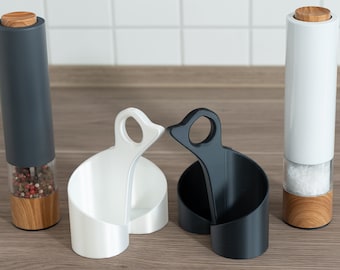 Birdy salt and pepper mills carrying basket holder tablet